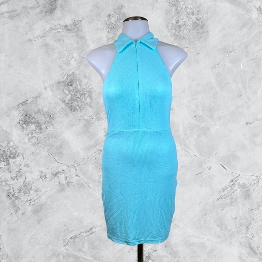 ALL THE WAYS Talia Open Back Zip Dress - Aqua - Picture 2 of 9